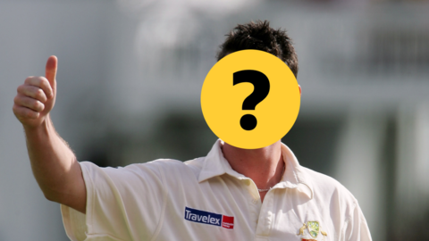 A former Australia bowler with his face hidden by a question mark