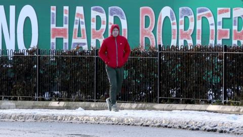 Sinn Fein billboard in West Belfast calling for "No Hard Border"