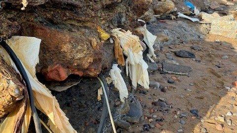 Historic waste deposits along the coastline