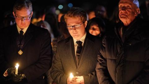 The vigil on Saturday night was held near where Sir David Amess was killed