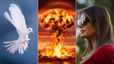 A dove, nuclear explosion and Melania Trump