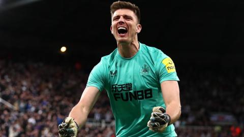 Nick Pope celebrates