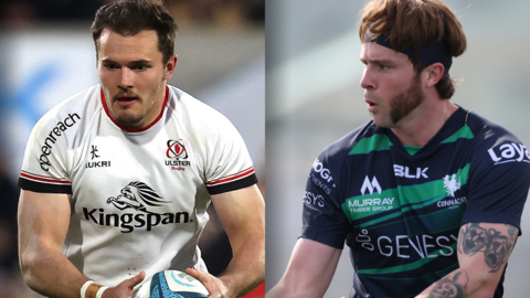 Ulster's Jacob Stockdale and Connacht's Mack Hansen