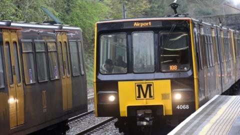 A Metro train bound for Newcastle Airport