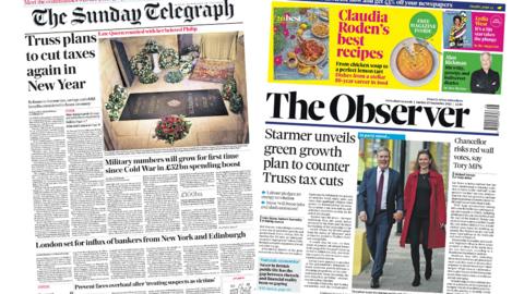 The Sunday Telegraph and the Observer front pages 25 September 2022