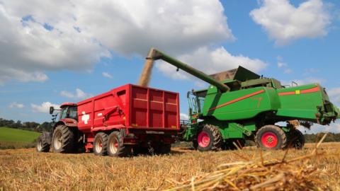 Harvesting in a Lincolnshire field