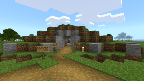 Minecraft representation of Bryn Celli Ddu passage tomb on Anglesey