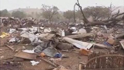 Photo of wreckage at goldmine site