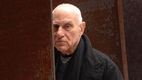 American sculptor Richard Serra at Museum Of Modern Art Sculpture Garden in New York with one of his sculptures on 17th April 2007