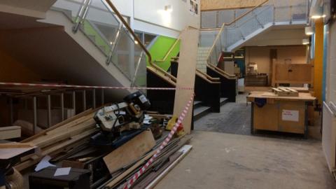 Furniture piled at Caroline Chisholm School