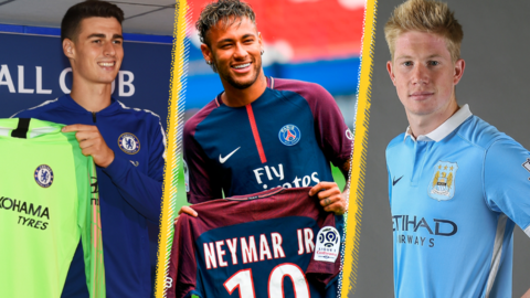 Kepa Arrizabalaga, Neymar and Kevin de Bruyne