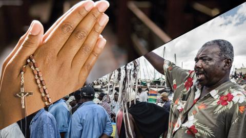 Hand praying and a trader