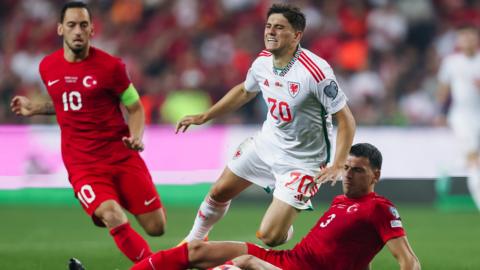 Wales' Dan James in action against Turkey in Samsun