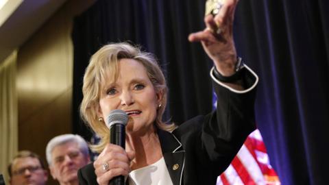 Republican US Senator Cindy Hyde-Smith speaks during an election night party in Jackson, Mississippi, November 27, 2018