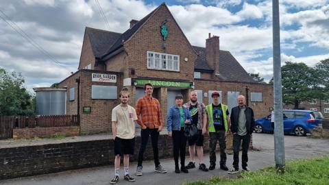 Campaigners outside the Lincoln Imp