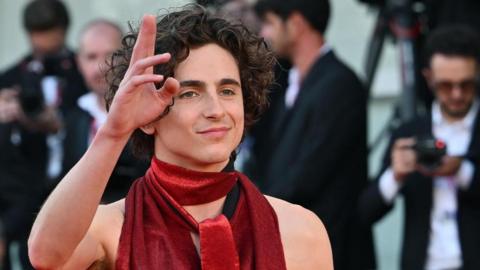 Timothee Chalamet arrives for the premiere of 'Bones and All' during the 79th annual Venice International Film Festival, in Venice