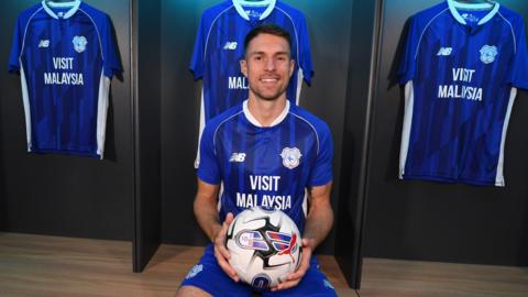 Aaron Ramsey pictured in the Cardiff City kit