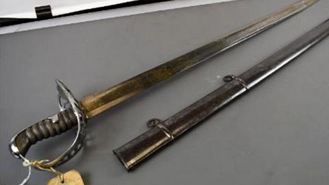 A sword belonging to Everard from when he was in the Royal Horse Guards and fought in the Battle of Waterloo