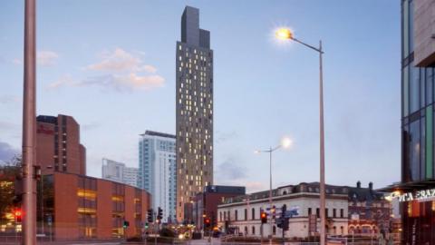 Architect's impression of proposed 42-storey building in Cardiff