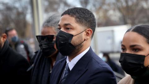 Smollett was embraced by supporters as he entered court on Monday