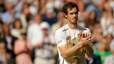 Andy Murray with Wimbledon trophy