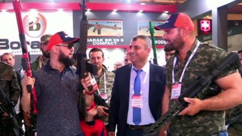 Footage from an arms fair in Turkey