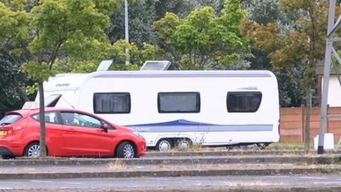 Travellers at an unauthorised site in Newport
