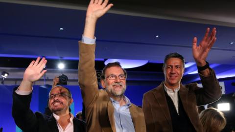 Spanish Prime Minister Mariano Rajoy at a rally in Barcelona