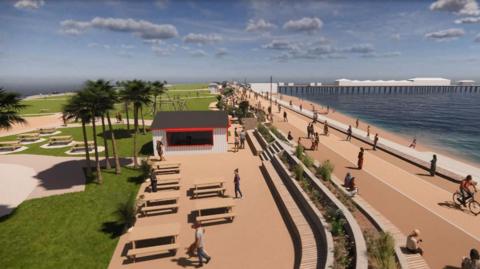 Artist's impression of the Paignton and Preston Promenade coastal flood protection scheme