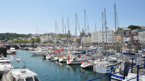 Boats moored in Guernsey