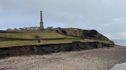 The eroded cliff face under the Candlestick in Whitehaven.