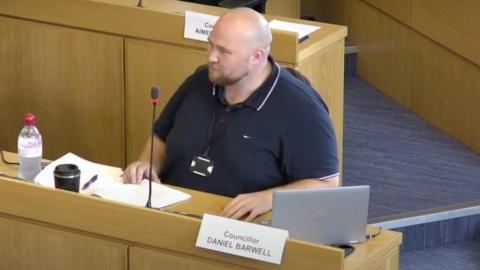 Daniel Barwell during council meeting