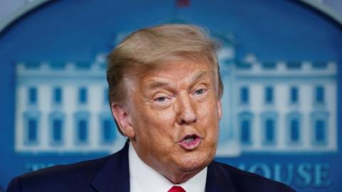 President Donald Trump at a White House briefing, 23 July 2020