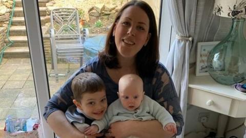 Ivybridge town councillor Louise Rea, with son Owen, five, and baby daughter Alice
