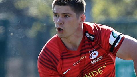 Owen Farrell in action for Saracens at Doncaster