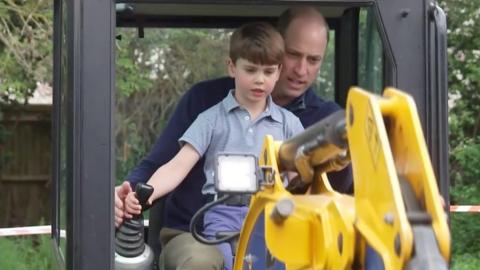 Prince Louis on a digger