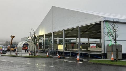 Temporary ASDA store being built in the car park