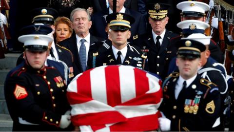 Marines with George HW Bush's coffin