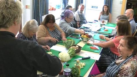 Cookery lesson at Quaker House in New Milton