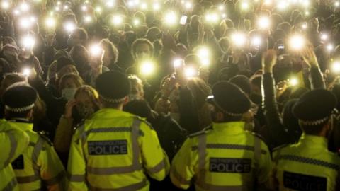 Police at Clapham Common vigil in March 2021