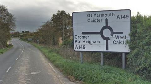 A1064 roadsign near West Caister