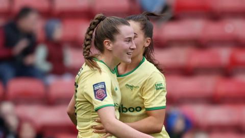 Bristol City's Carrie Jones celebrates after scoring against Aston Villa
