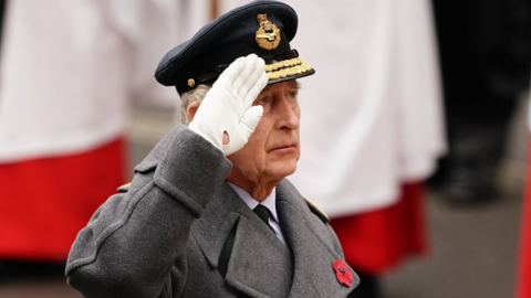 King Charles III at the National Service of Remembrance on Sunday