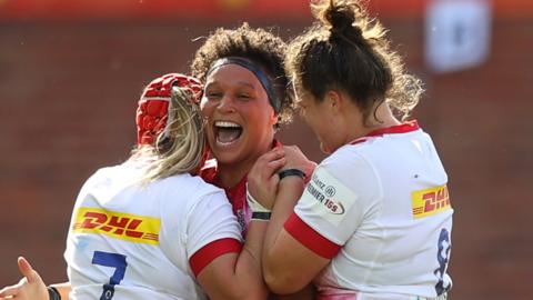 Harlequins' Shaunagh Brown celebrates