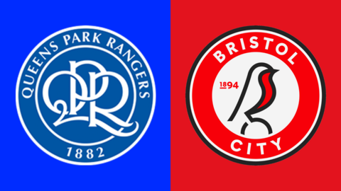 A side-by-side images of the club badges of QPR and Bristol City
