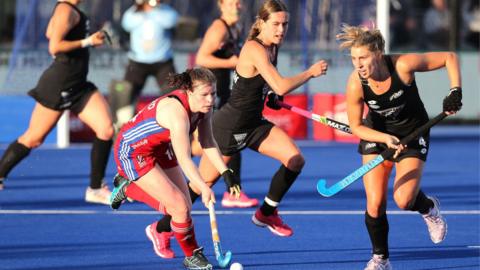 Tess Howard in action for Great Britain against New Zealand