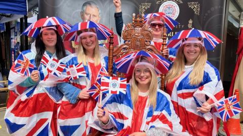 Beth and friends in union flag gear