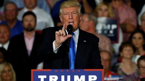 Republican presidential nominee Donald Trump holds a rally with supporters in Kenansville, North Carolina