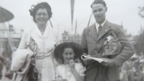 Pauline Pearson and her parents in 1951