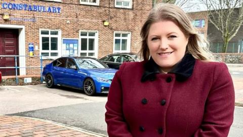 Donna Jones outside Portsmouth Central Police Station